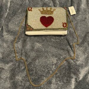 Francesca’s White, Red, and Gold Beaded Crossbody Bag